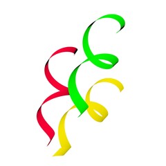 Poster - Red, yellow, green spiral ribbons on a white background. 3d rendering image.