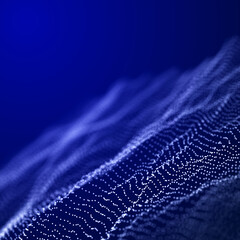 Leinwandbilder - Technological wave of points. Digital background. Great data visualization.. 3D rendering.