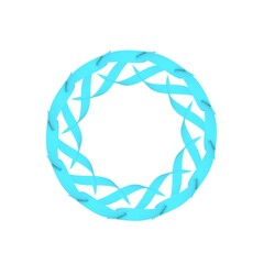 Poster - Circular pattern from blue ribbons on a white background. 3d graphics. Wine from stripes.