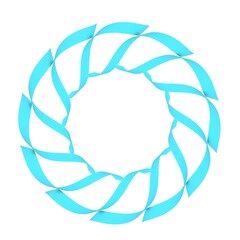 Poster - Circular pattern from blue ribbons on a white background. 3d graphics. Wine from stripes.