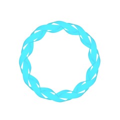 Poster - Circular pattern from blue ribbons on a white background. 3d graphics. Wine from stripes.