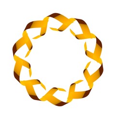 Poster - Circular pattern of dull yellow ribbons on a white background. 3d graphics. Wine from stripes.