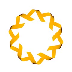 Poster - Circular pattern of dull yellow ribbons on a white background. 3d graphics. Wine from stripes.