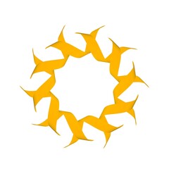 Poster - Circular pattern of dull yellow ribbons on a white background. 3d graphics. Wine from stripes.