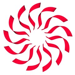 Poster - Circular pattern of red ribbons on a white background. 3d graphics. Wine from stripes.