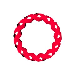 Poster - Circular pattern of red ribbons on a white background. 3d graphics. Wine from stripes.