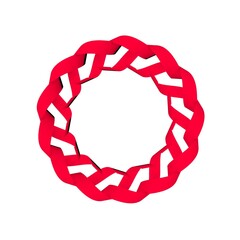 Poster - Circular pattern of red ribbons on a white background. 3d graphics. Wine from stripes.