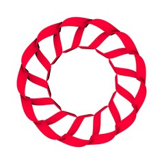 Poster - Circular pattern of red ribbons on a white background. 3d graphics. Wine from stripes.