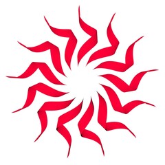 Poster - Circular pattern of red ribbons on a white background. 3d graphics. Wine from stripes.