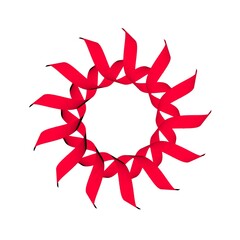 Poster - Circular pattern of red ribbons on a white background. 3d graphics. Wine from stripes.