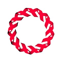 Poster - Circular pattern of red ribbons on a white background. 3d graphics. Wine from stripes.