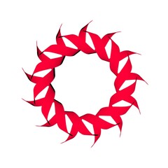 Poster - Circular pattern of red ribbons on a white background. 3d graphics. Wine from stripes.