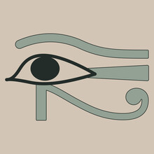 Eye Wadjet. Ancient Egyptian Sacred Symbol Of God Horus Or Goddess Maat. Isolated Vector Illustration.