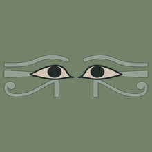 Two Ancient Egyptian Eyes. Wadjet. Sacred Symbol Of God Horus Or Goddess Maat.