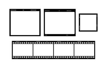 Photo and movie film blank frame illustrations set.