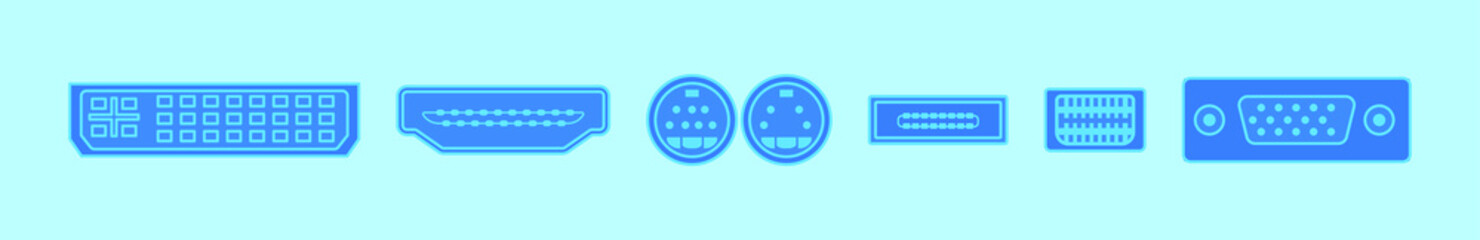 Wall Mural - set of video port cartoon icon design template with various models. vector illustration isolated on blue background