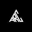 A R C letter logo creative design on black color background. ARC icon