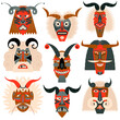 © ngvozdeva - Busos.Traditional carved wood masks for The Busojaras (Hungarian, meaning “Buso-walking”) carnival procession in Mohacs, Hungary.