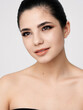© SHOTPRIME STUDIO - perky brunette naked shoulders face makeup clean skin close-up