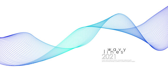 Poster - Abstract blue background. Modern wavy lines gradient color composition isolated on white background.  Vector