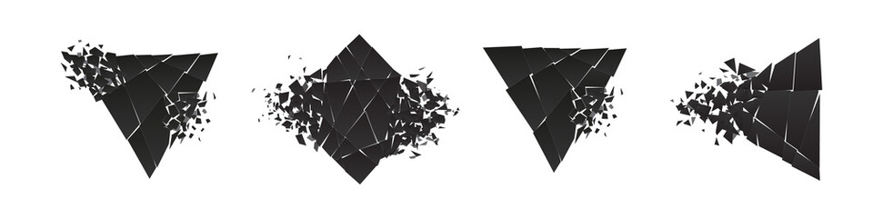 Wall Mural - shape shattered and explodes flat style design vector illustration set isolated on white background.