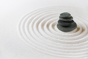 Zen japanese garden and black stones background