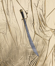 Chinese Sword On Gold Background