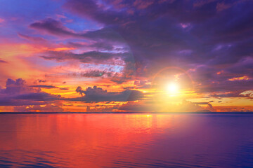 Wall Mural - calm sea at sunset summer nature background