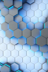 Poster - 3S abstract technological hexagonal background. Illustration of abstract texture with squares. Vertical pattern design for banner, poster, flyer, cover, brochure.. 