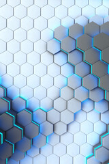 Poster - 3S abstract technological hexagonal background. Illustration of abstract texture with squares. Vertical pattern design for banner, poster, flyer, cover, brochure.