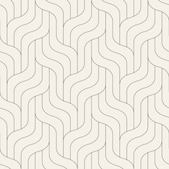 Seamless pattern with geometric waves. Endless stylish texture. Ripple bold monochrome background. Linear weaved grid. Thin interlaced swatch.
