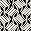 © Curly_Pat - Seamless pattern with geometric waves. Endless stylish texture. Ripple monochrome background. Linear weaved grid. Thin interlaced swatch.