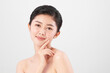 © kitthanes - Beautiful young asian woman with clean fresh skin on white background, Face care, Facial treatment, Cosmetology, beauty and spa, Asian women portrait
