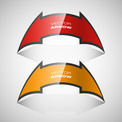 Aufkleber - Vector Arrow banners set. Direct shape. 3d Abstract Background. Business infographic presentation diagram. Section compare service. Up and down trend. Paper index. Exact pointer