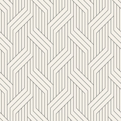 Seamless pattern with geometric waves. Endless stylish texture. Ripple monochrome background. Linear weaved grid. Thin interlaced swatch.