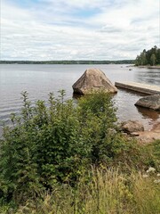 Wall Mural - Baltic sea, rock and bridge