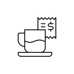 Poster - coffee Bill icon  in flat black line style, isolated on white 