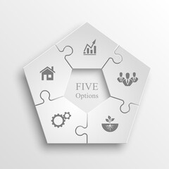 Fototapete - Five sided puzzle infographic for business statistics