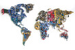 Immagine dei continenti terrestri formata dal recupero e riciclo dei rifiuti elettronici