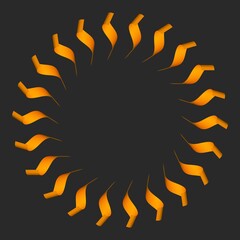 Poster - Circular pattern of gold ribbons on a dark gray background. 3d graphics.