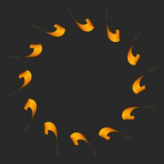 Poster - Circular pattern of gold ribbons on a dark gray background. 3d graphics.