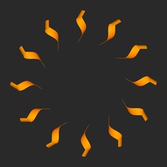 Poster - Circular pattern of gold ribbons on a dark gray background. 3d graphics.