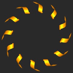 Poster - Circular pattern of gold ribbons on a dark gray background. 3d graphics.