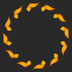 Poster - Circular pattern of gold ribbons on a dark gray background. 3d graphics.