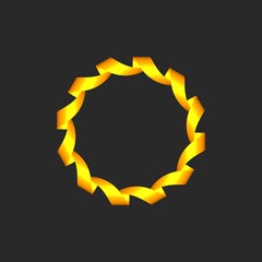 Poster - Circular pattern of gold ribbons on a dark gray background. 3d graphics.