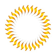 Poster - Circular pattern of yellow gold ribbons on a white background. 3d graphics. Wine from stripes.