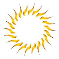 Poster - Circular pattern of yellow gold ribbons on a white background. 3d graphics. Wine from stripes.