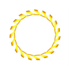 Poster - Circular pattern of yellow gold ribbons on a white background. 3d graphics. Wine from stripes.
