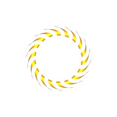 Poster - Circular pattern of yellow gold ribbons on a white background. 3d graphics. Wine from stripes.