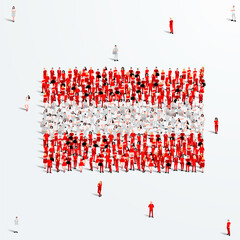 Wall Mural - Austria Flag. A large group of people form to create the shape of the Austrian flag. Vector Illustration.